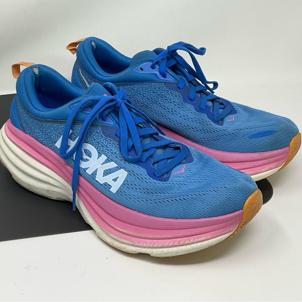 Hoka Bondi 8 Sneaker Coastal Sky/All Aboard sz 10 heel liner holes